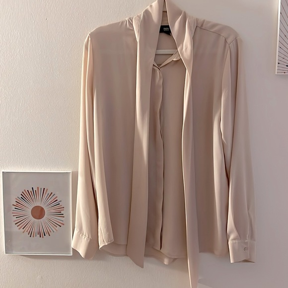 Light Pink Sheer Button Down Blouse - Picture 2 of 6